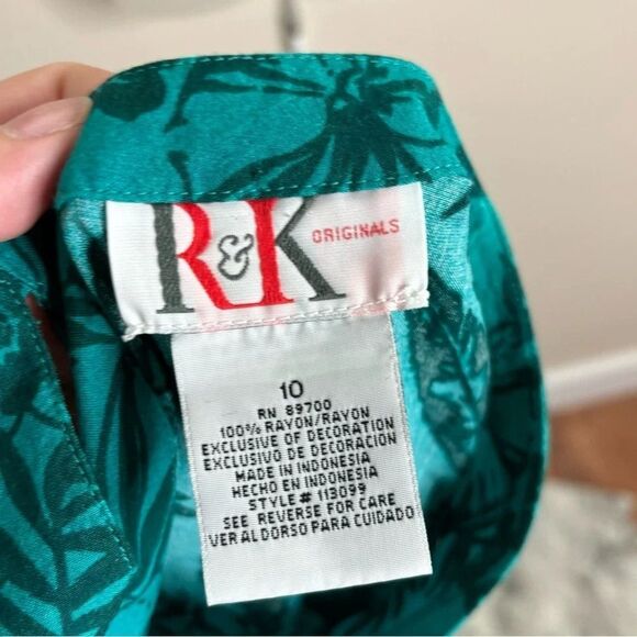 Y2K vintage R & K 90s Blue Teal Maxi floral print Dress sleeveless size 10 boho - Picture 4 of 6